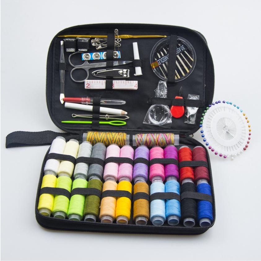 Portable Needle and Thread Set for Home Sewing and Mending – Includes Stitching Method Book and Case