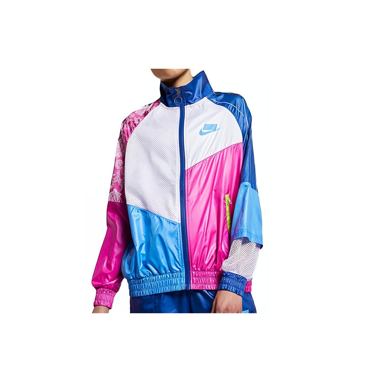 (WMNS) Nike Sportswear Woven Jacket White/Pink/Blue Colorblock Women s AR3026-412 L