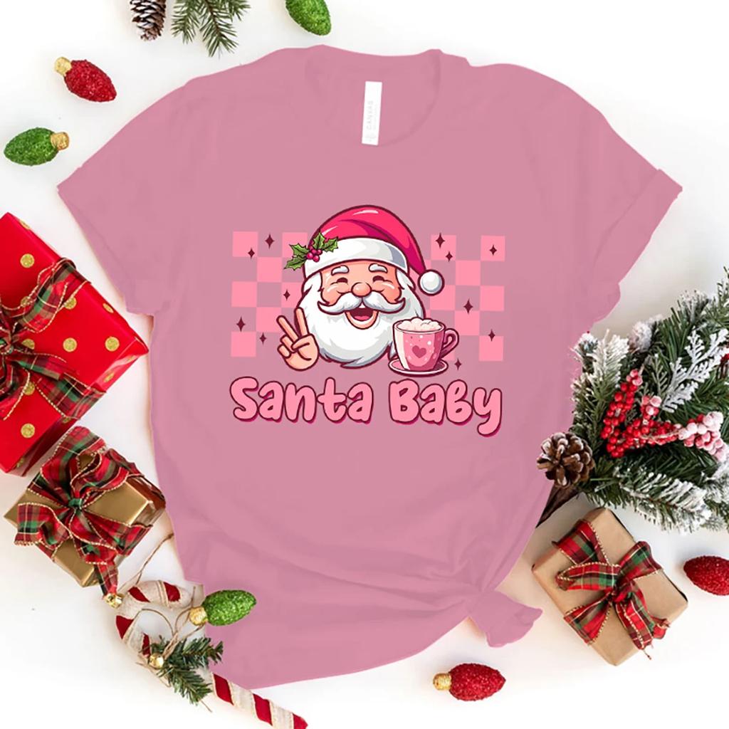 New Hot Christmas Santa  Print T-Shirts Women Men Casual T-Shirts O Neck Short-Sleeved T-Shirts Fashion Shirts Tee