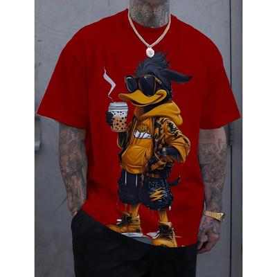 Lässiges Kurzarm-Bedrucktes Modisches Oversized 3D Top Muster T-Shirt für Herren Bequemes Sommer Rundhals