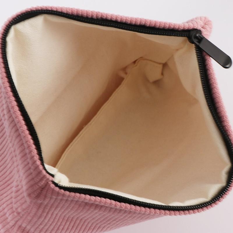 Women Large Capacity Zipper Make Up Organizer Storage Clutch Corduroy Travel Cosmetic Bag Portable Makeup Storage Bag Purses