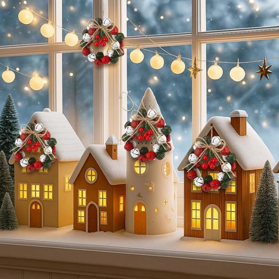 Bell Wreath Bell Bowknot Christmas Decoration Seasonal Bell Ornament Christmas Home Party Holiday Decoration