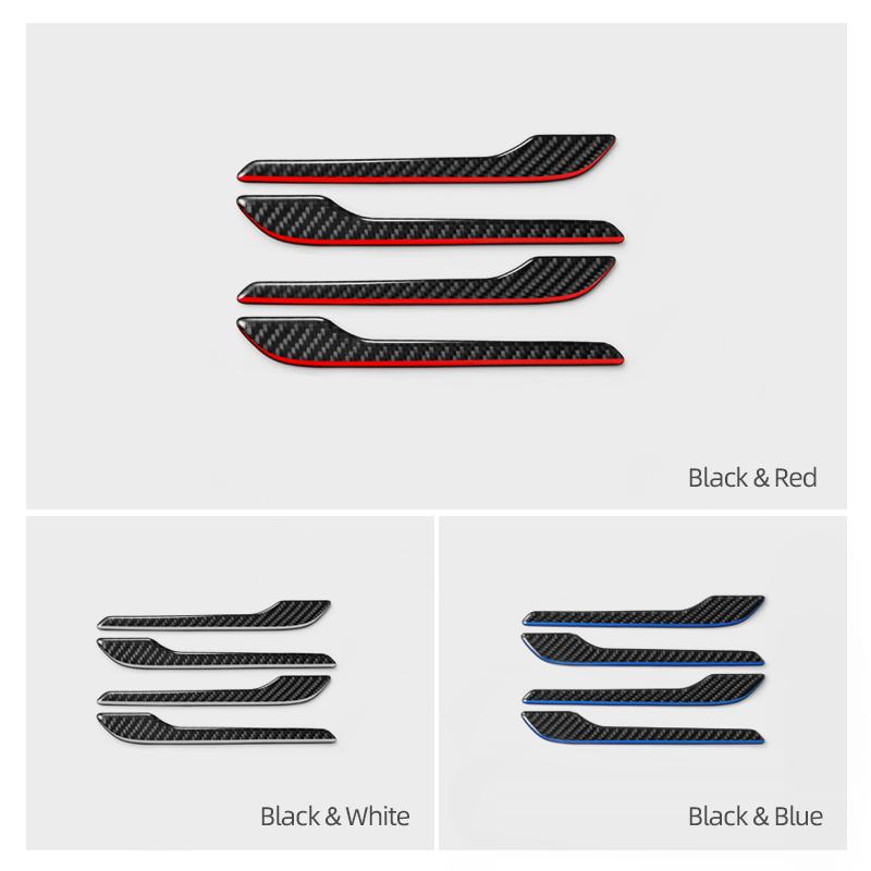 For Tesla Model Y 2019- Model 3 Highland 2025 Carbon Fiber Car Styling Door Handle Trim Protector Sticker Decoration Accessories