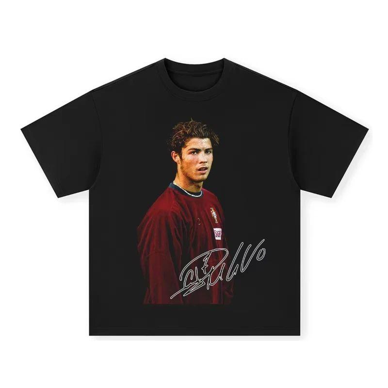 2025 Summer Tribute To C Luo Football Figures Star Printed American Street Trend High-quality Pure Cotton T-shirts Unisex