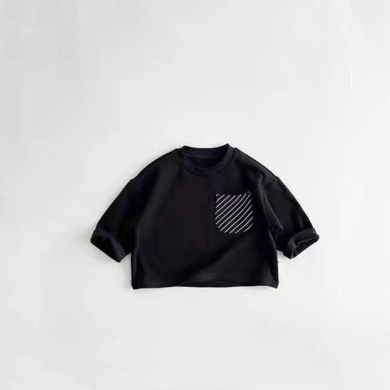 

Детская полосатая футболка, модные новые универсальные повседневные свободные футболки с круглым вырезом, новый дизайн, однотонные топы с длинным рукавом 90