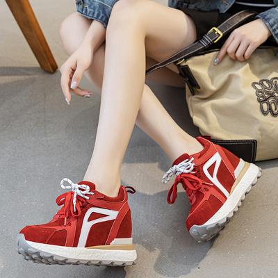 10CM Platform Forrest Gump Shoes Women's 2025 Autumn and Winter New Casual Sports Shoes Angola Red Inner Height Women's Shoes Tide