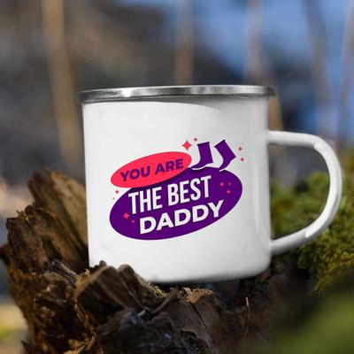 Vatertag Emaille Tasse Weiß Henkeltasse Kaffee Tee Emaille Tasse Wasser trinken Das beste originelle und lustige Vatertagsgeschenk