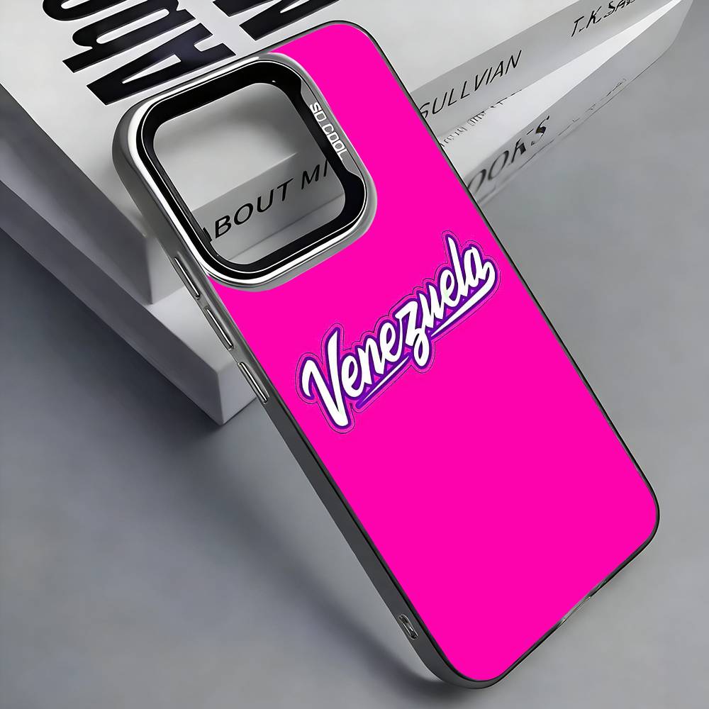 

V-Venezuela Art Print Colorful Silver Back Phone Case For IPhone 17 16 15 14 13 12 11 Plus Pro Max Plus iPhone17promax