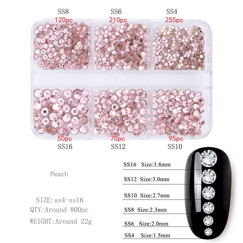 Glitter Rhinestones AB-Flat Back Shiny Stones Nail Art Decoration Mixed Sizes Nail Gems Crystal Strass Accessories