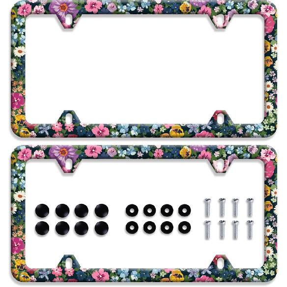 Bats License Plate Frame Stainless Steel Car Decorative 12.3 X 6.3 Inch | Bright License Plate Holders Auto Decoration For Front And Rear Car Tag