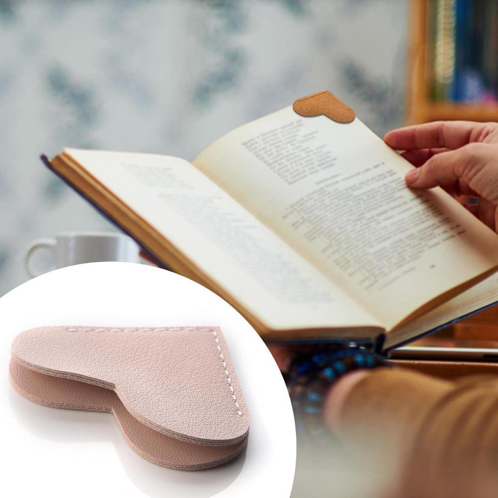6pcs Leather Heart Bookmarks Cute Corner Bookmark Corner Page Book Accessories for Reading Lovers Book Markers