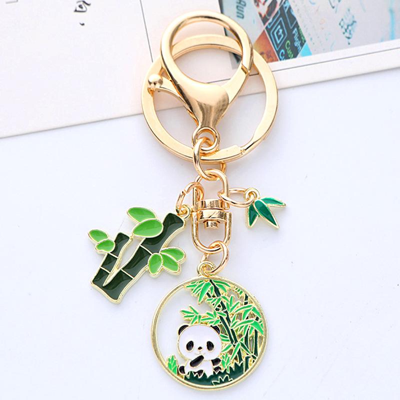1PC Car Alloy Fashion New Cartoon Cute Panda Keychain Accessories Pendant DIY Bag