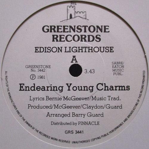 

7inch Record EDISON LIGHTHOUSE - Endearing Young Charms GRS3441 Greenstone Reco 1981 UK Rock Used