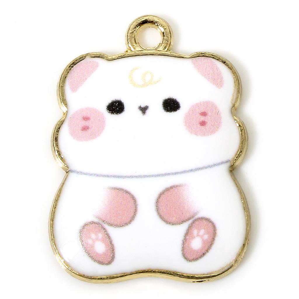 10 PCs Multicolor Hamster Cat Enamel Charms Zinc Based Alloy Gold Plated Pendants for DIY Jewelry Making 23mm X 17mm