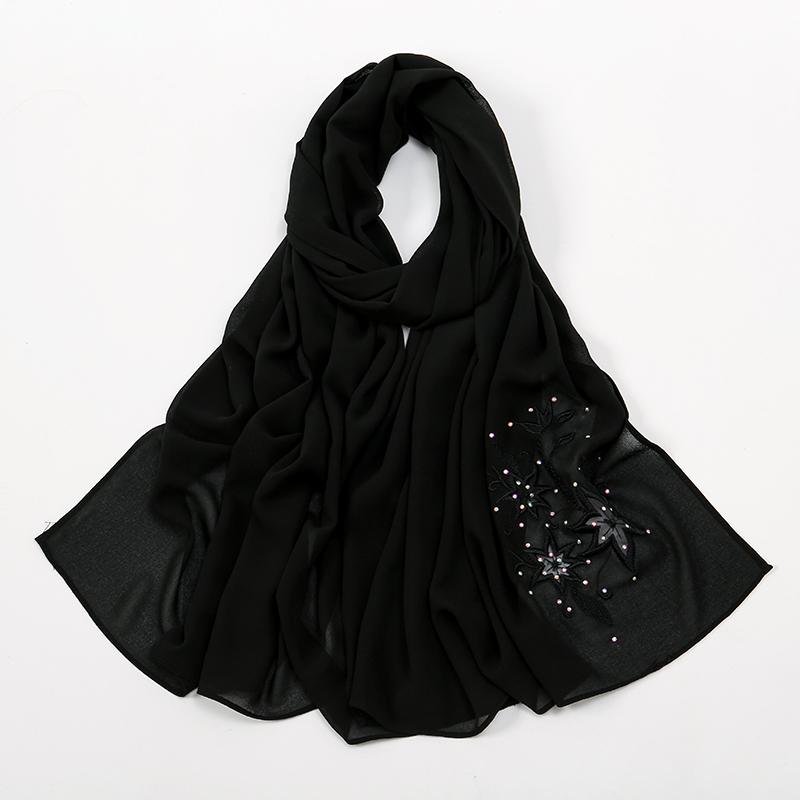 

New Embroidery Chiffon Hijab Malaysia Women Islamic Shawls Muslim Hijabs Headscarf Bawal Tudung Embroidery Chiffon Hijab Scarf