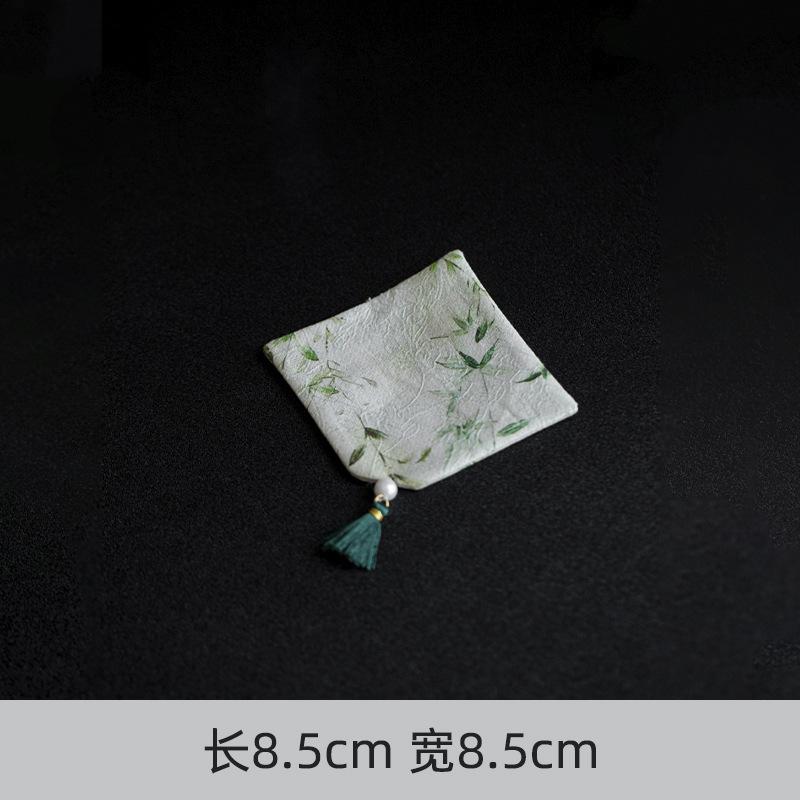 

Brocade Embroider Little Green Bamboo Tea Table Mats Luxury Drink Coaster Dinner Table Cloth Mat For Tea Equipment Ornaments