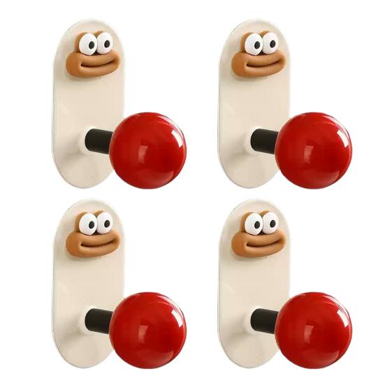 4Pcs Punch Free Wall Hooks Strong Load-bearing Creative Shape Self Adhesive Wall Mounted Clothes Key Towel Hangers