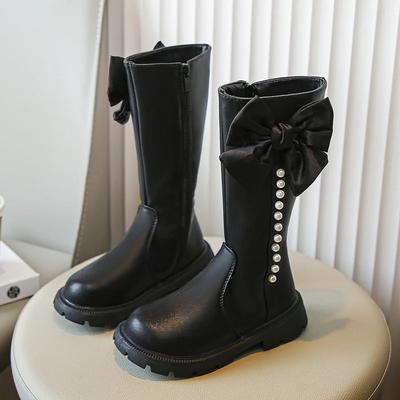 Chaussures Fille Plateforme Bottine Fille Automne Nouveau Nœud Bottine Princesse Mode Botte Longue Confort Bottine Cuir Chaussure Enfant Botte Haute Chaussure Enfant