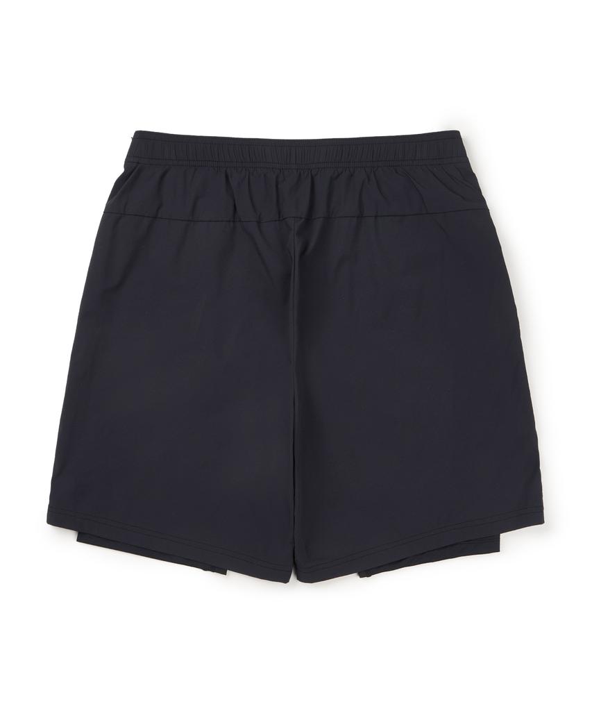 Eolseukamela [2-Pack] 2-In-1 Active 7-Inch Shorts_Half & Long Tights_Black