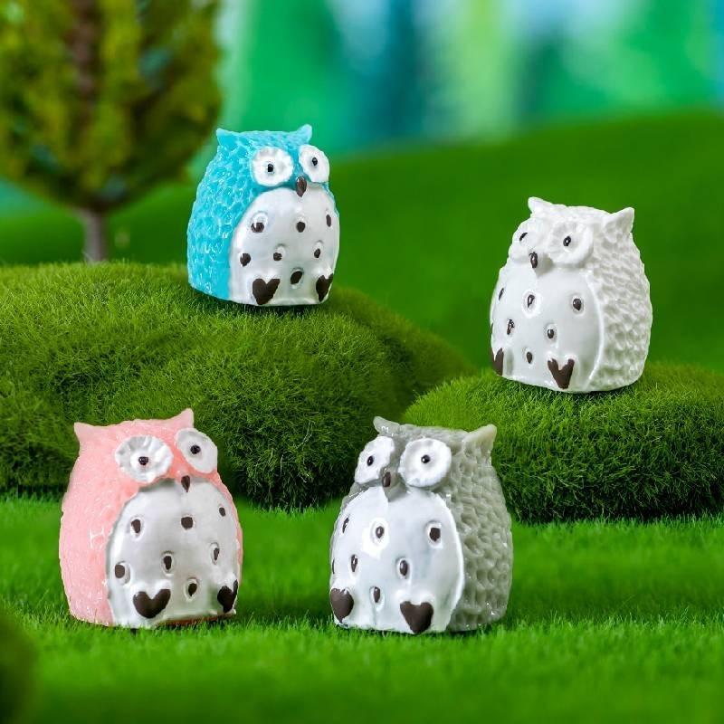 Large Resin Owl Figurine Cute Cartoon Animal Decor Ideal For Diy Garden Miniature