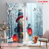 2pcs,2D Plane Printing Print Curtains Christmas Snowman Durable Polyester (without Rod) Versatile All for Living Room, Bedroom,