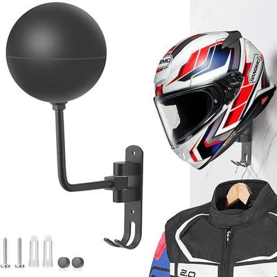Wall-Mounted No-Drill Motorcycle Helmet and Hat Holder
