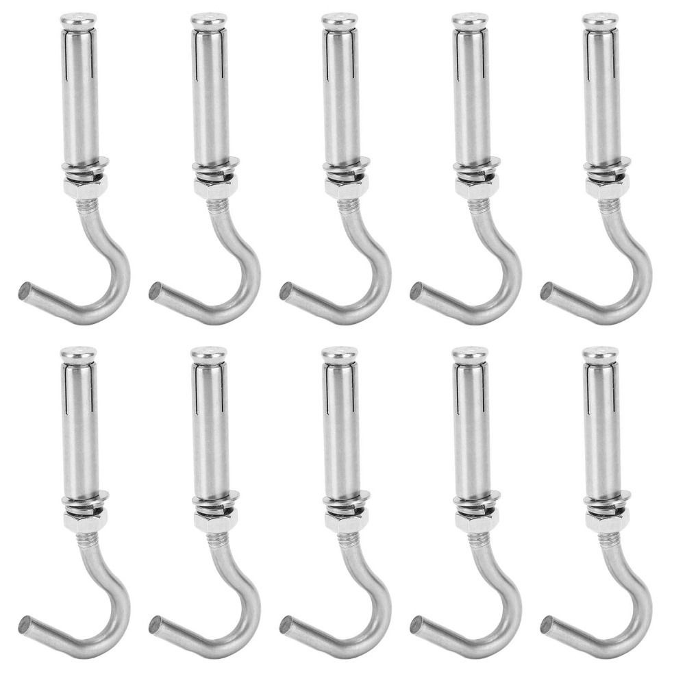10pcs Heavy Duty Mounting Expansion Hooks Open Cup Hook Expansion Bolts For Concrete