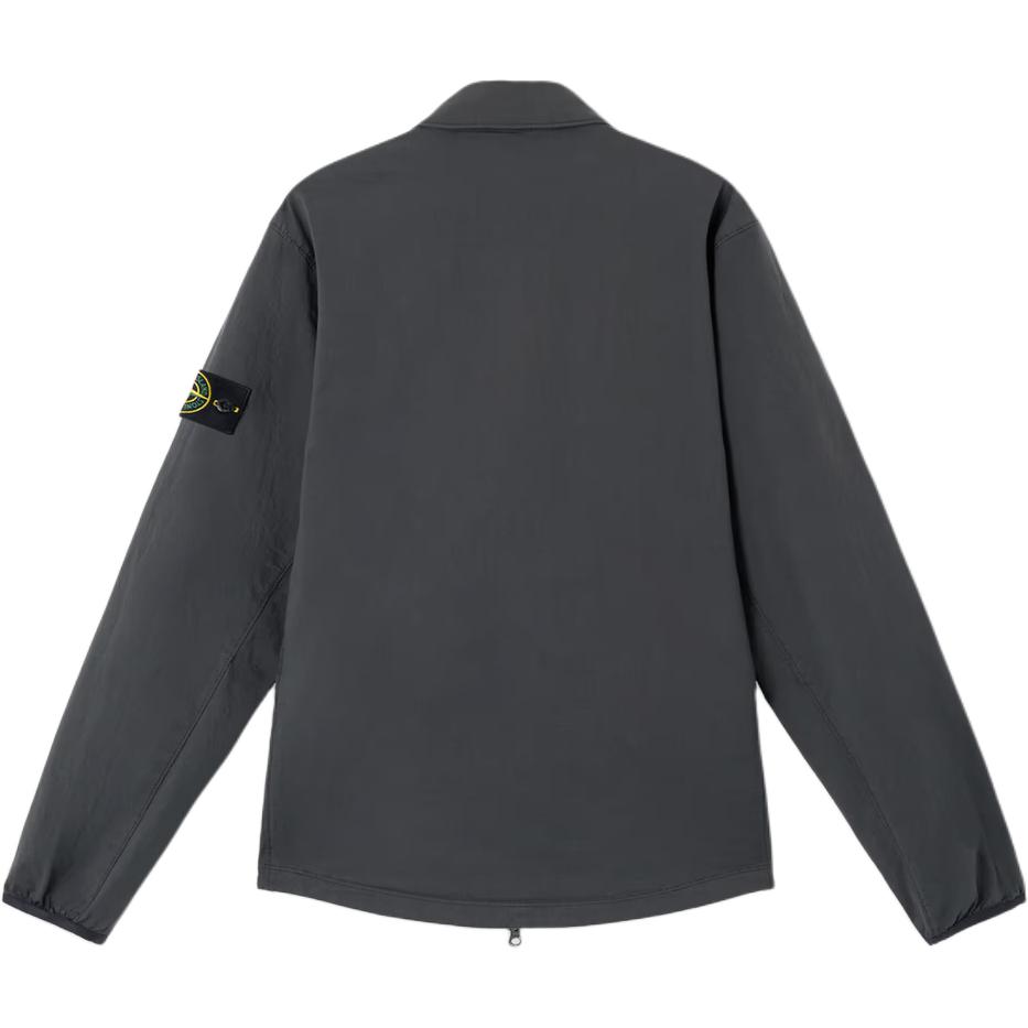 Stone Island Solid Color Logo Badge Zip Collar Long Sleeve Jacket Men Jacket Lead-Gray 811511311-V0062