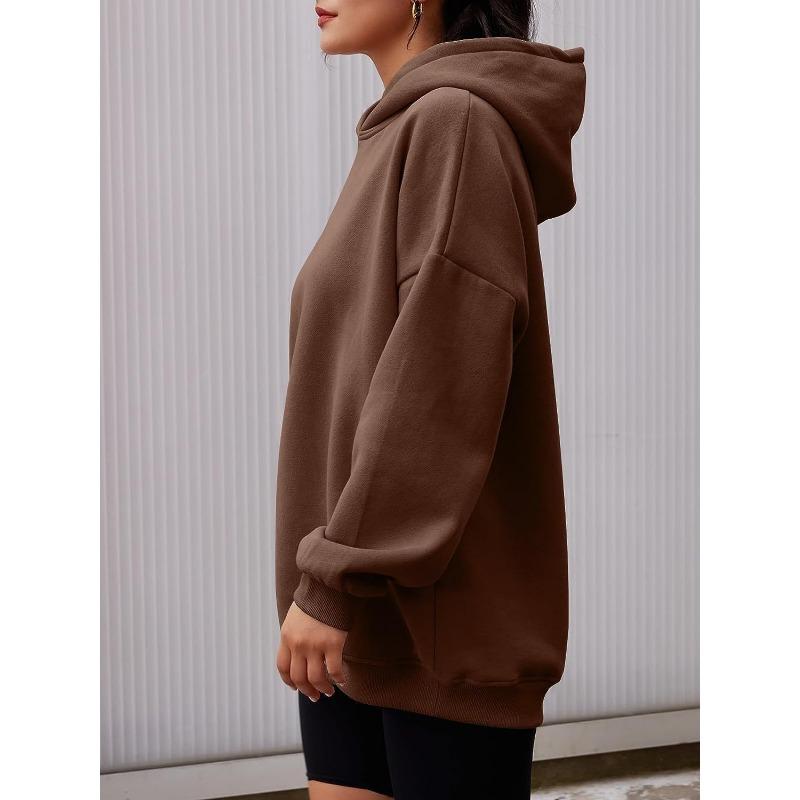 Women's Fashion Casual Solid Color Print Long Sleeve Hooded Hoodies & Sweatshirts