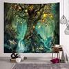 Forest Castle Psychedelic Tapestry Wall Hanging Fairy Tale Tapestry Magic Tree Cartoon Tapestry Sleeping Decorative Tapestry