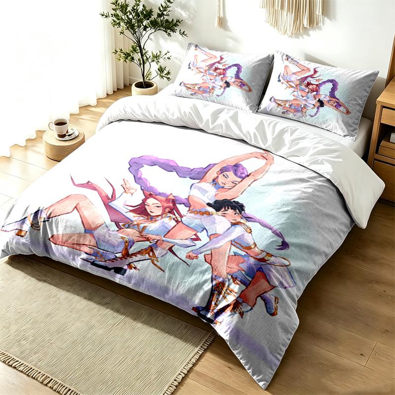 Caçadores de Demônios Kpop Conjunto de Capa de Edredom de 3 Peças Conjunto de Roupa de Cama Simples Moderno Tecido Macio Resistente a Amassados Uso em Todas as Estações um presente perfeito