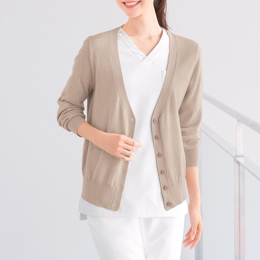 [Anfamie] Wasbare Vest, Gladde Katoenmix, V-hals, Normale Lengte, Geschikt voor Borstvoeding, Kantoor en Dagelijks Gebruik, Bescherming tegen Kou, Maat LL, N