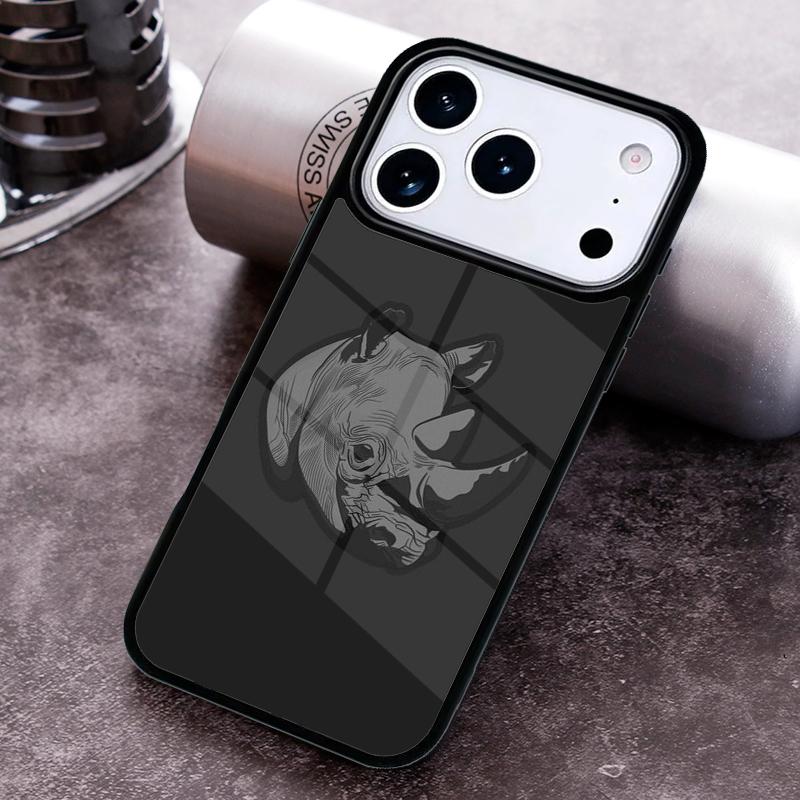Animal Rhino Phone Case For iPhone 17 16 15 14 13 12 11 Pro Max Plus 17Air Soft Silicone Cover