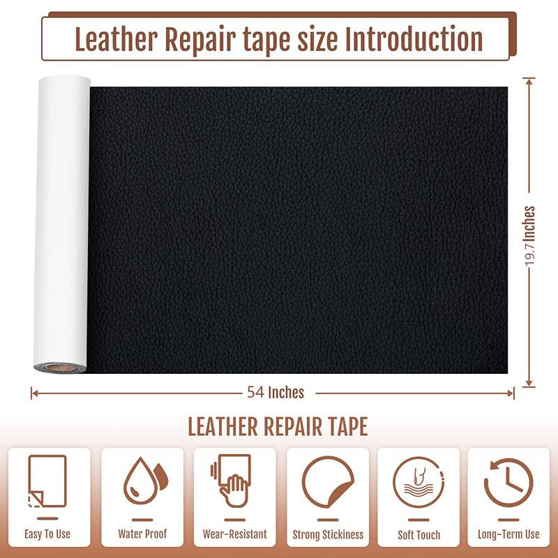 Self-Adhesive Furniture Shoes First Aid Patch Leather Patch DIY Black Self-Adhesive Leather Repair Tape for Sofa 50x137cm