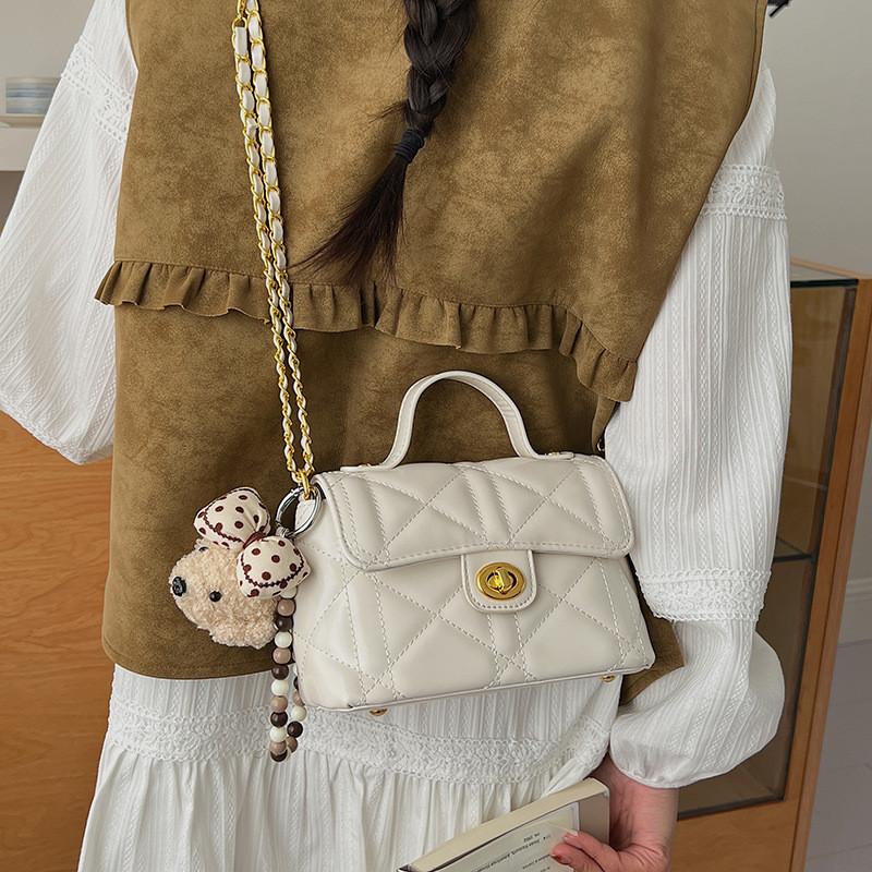 Pu Chain Strap Square Bag With Zipper Pocket For Daily Wear