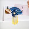 Elegant Kimono Hair Clip Traditional Sakura Flower Fan Shape Hairpin Cloth Metal Tassel Faux Pearl Decor Hair Clip