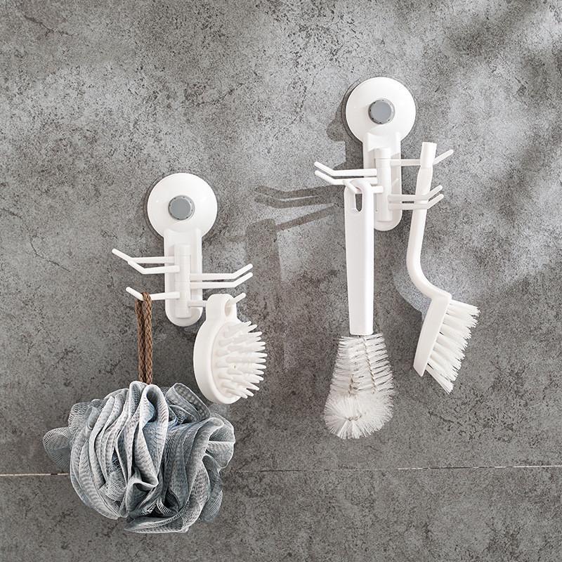 Button-Type No-Trace Adhesive Bathroom Wall Hook, Punch-Free, Strong Hold, 1pc