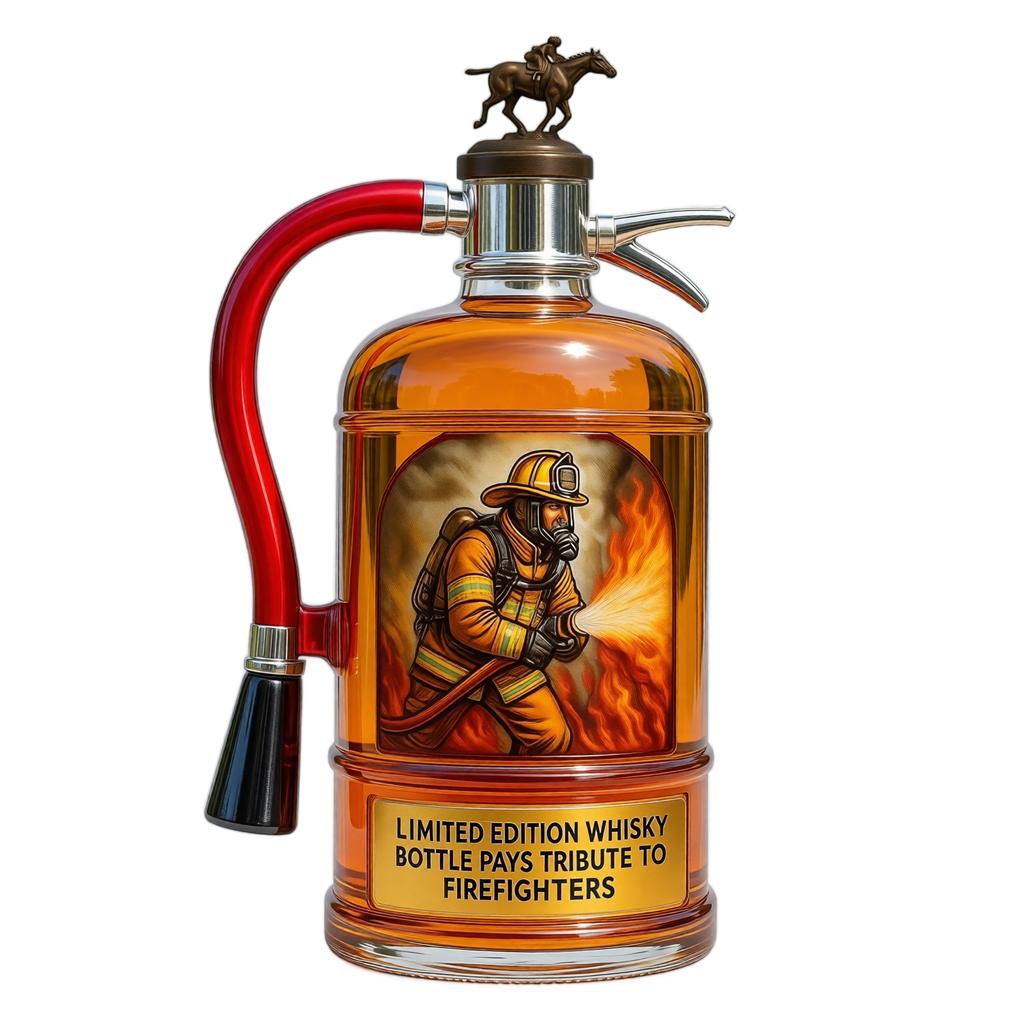 Limited Edition Whisky Bottle Fire Extinguisher Design Glass Decanter Tribute To Firefighters Collectible Alcohol Container