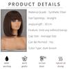 LISI HAIR Dámská móda Délka po ramena Hnědá Rovná Bobová paruka s ofinou Syntetické vlákno Přírodní barva Bobová paruka na denní nošení