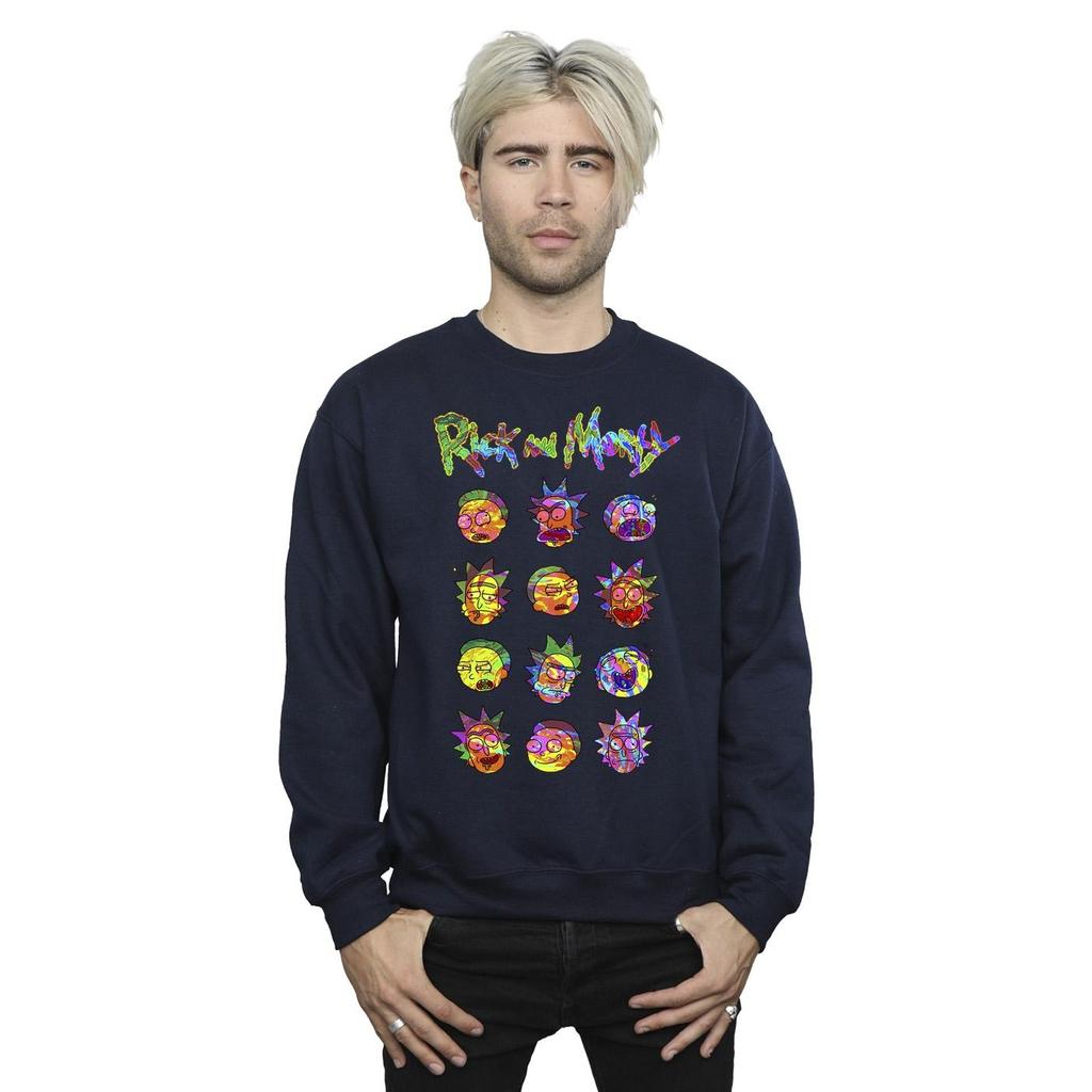 Rick And Morty Mens Tie Dye Faces Sweatshirt