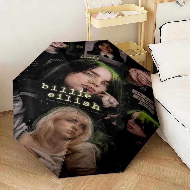 1PC Billie eilish Automatic Umbrella - Suitable Travel Outdoor Portable Umbrella Birthday Gift Daily Essentials