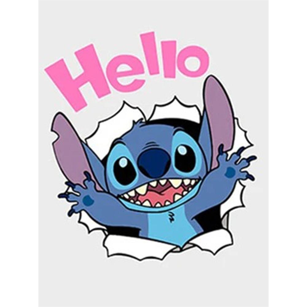 

Disney Diamond Painting Stitch Paper Tearing Hello Themed Illustration Diamond Mosaic Cross stitch Diamond Inlaid Room Decoration Gift Round 20x30cm