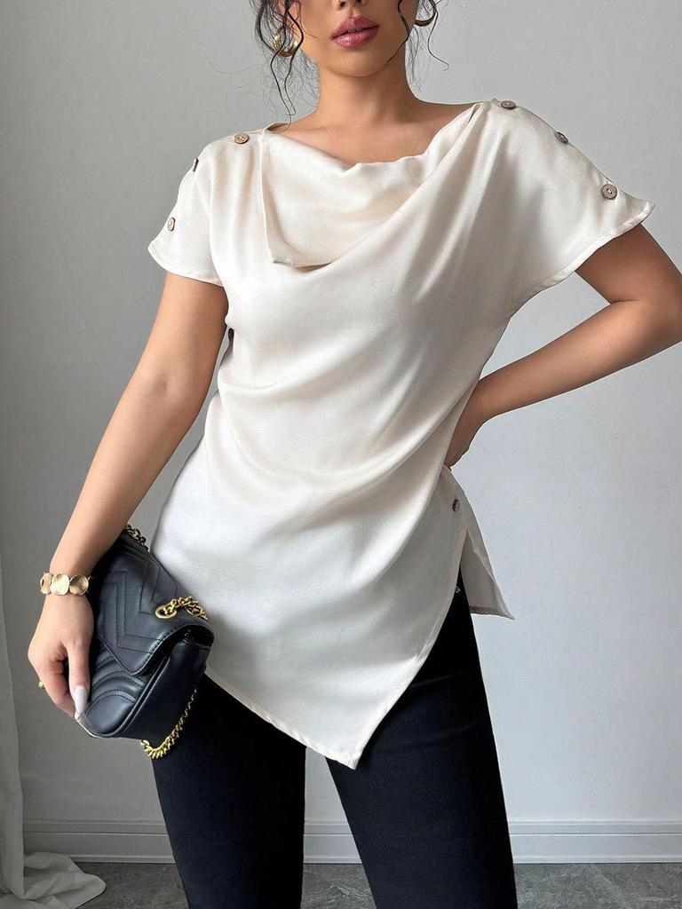 Europe & America Off-Shoulder Women's Wide Collar Shirt: Sexy, Casual, Comfortable Top