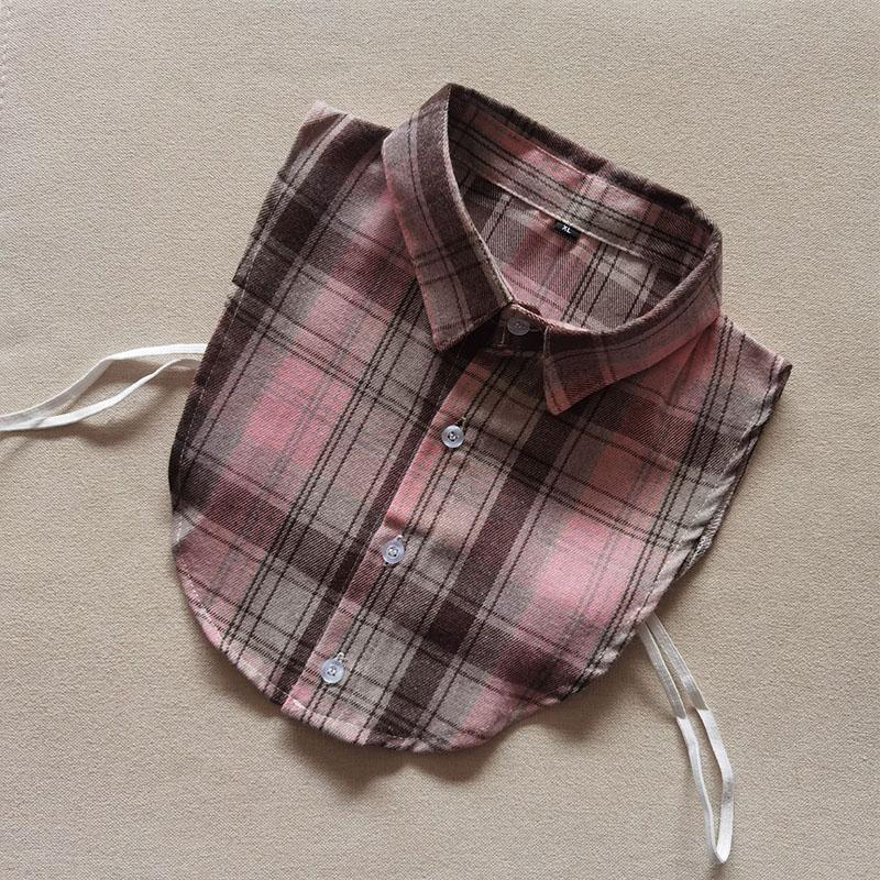 Plaid Women Shirt False Collars White  Removable Lapel Collars For Women Fake Collar Women Detachable Collars Nep Kraagie