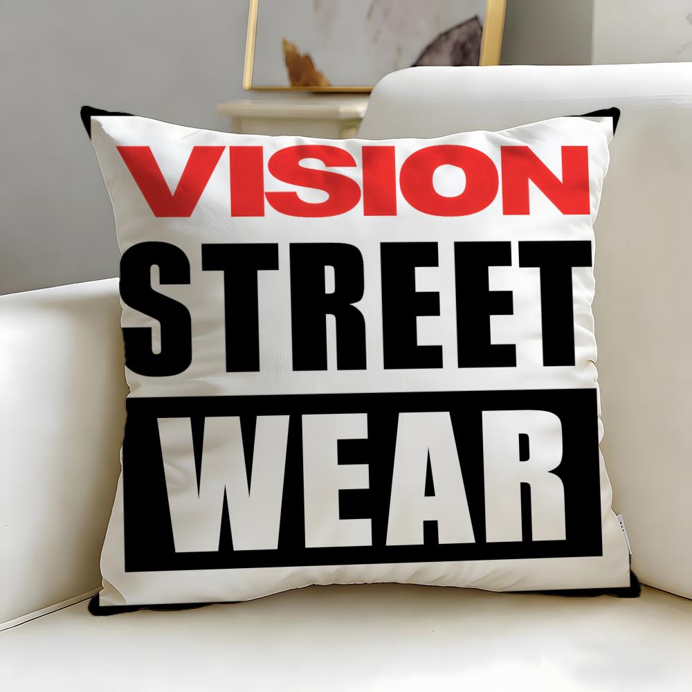 classic skate brand Vision Street Wear Cushion Cover Soft & Easy-Wash Pillow Case – Versatile for Couch, Bed, Travel and Office