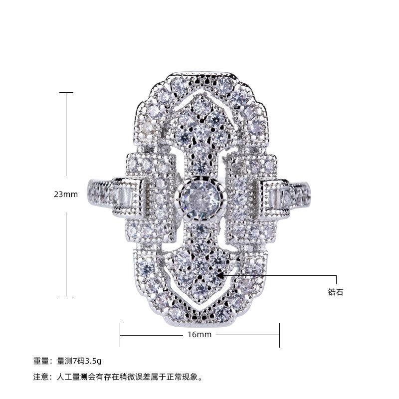 Unique Shape Full Diamond Zircon Ring Unisex Ring Hollow High-End Jewelry