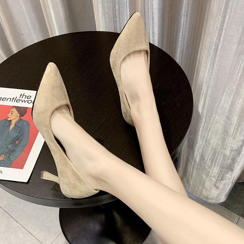 Size 35-43, large size women's shoes 41 stiletto single shoes women's pointed black professional work shoes Korean version of versatile high heels