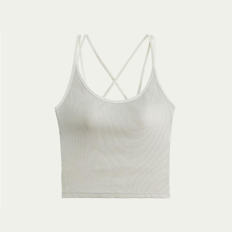 Ladies' Cross Back Beautiful Camisole Vest, No Need To Wear Bra, Inner and Outer Wear, Slim Fit and Slimming Without Steel Ring, with Chest Cushion
