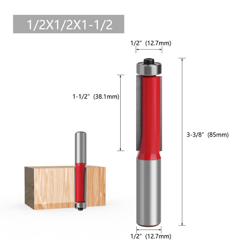 

1/2 хвостовика, двойные канавки, шарикоподшипник, фреза для промывки, прямая обрезка хвостовика, фрезы по дереву для деревообработки 1/2x1/2x1-1/2