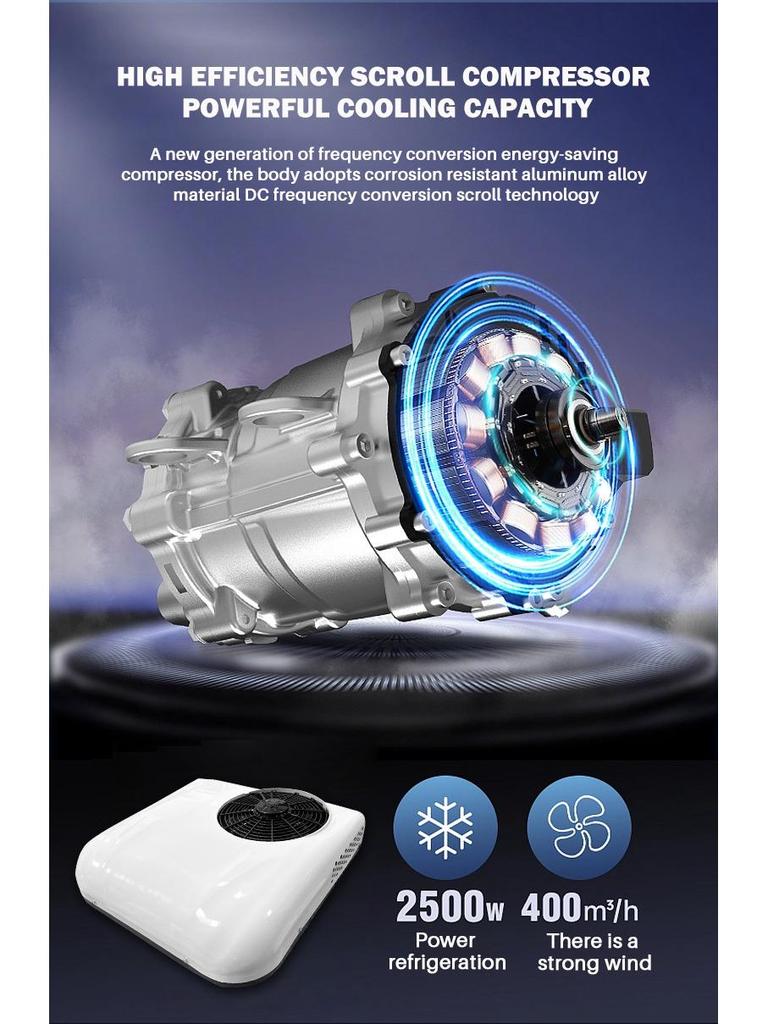 12V/24V Electric Scroll Car Air Conditioner for RVs, Trucks, and Food Trucks